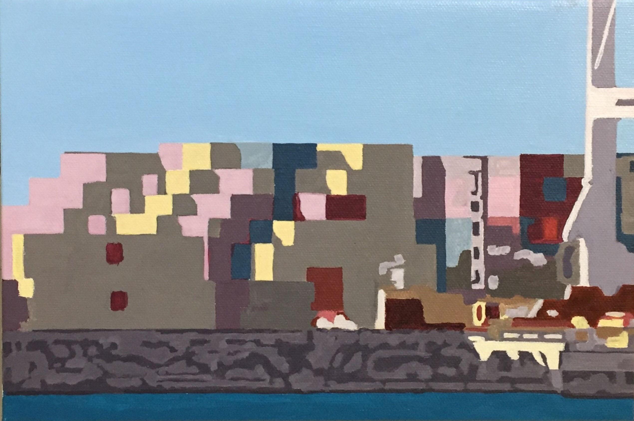 Fremantle Harbour, North Quay Containers #11. Acrylic on canvas 30cm by 20cm.