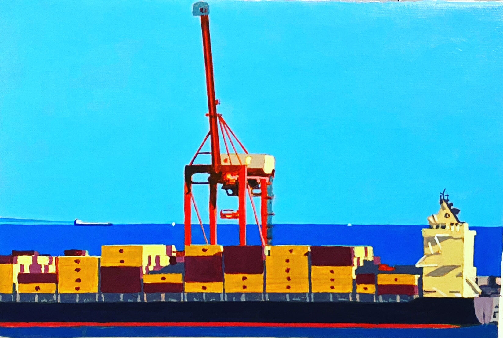 Fremantle Harbour, North Quay #24 acrylic on canvas, 20 by 30cm