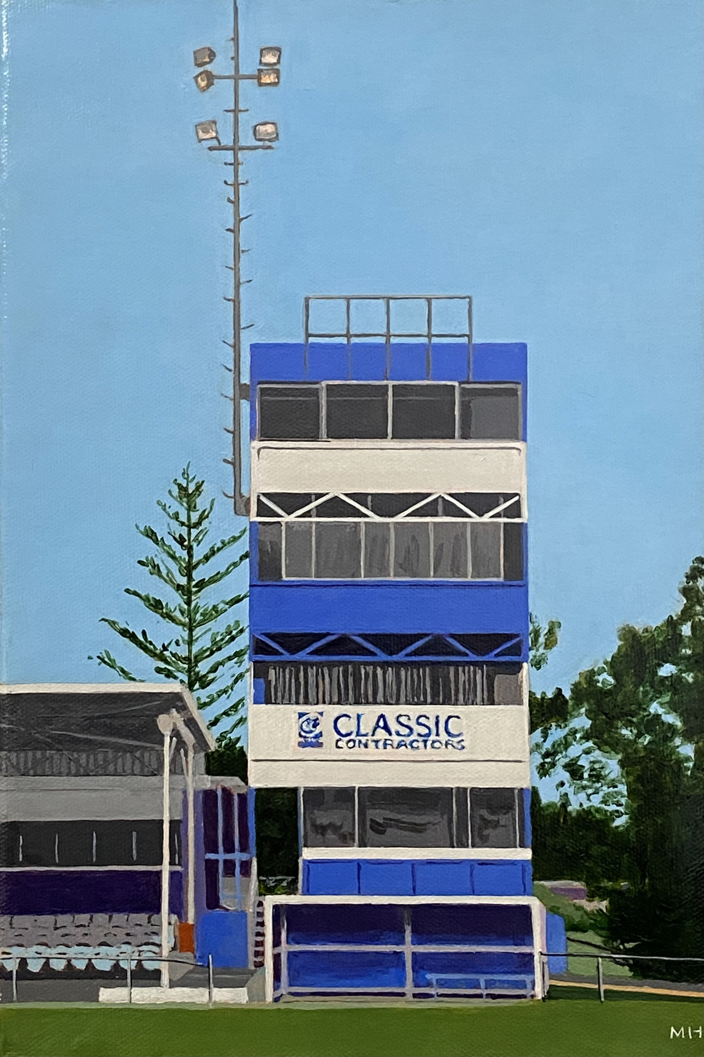 Campaign Headquarters, East Fremantle Oval acrylic on canvas, 30 by 20cm