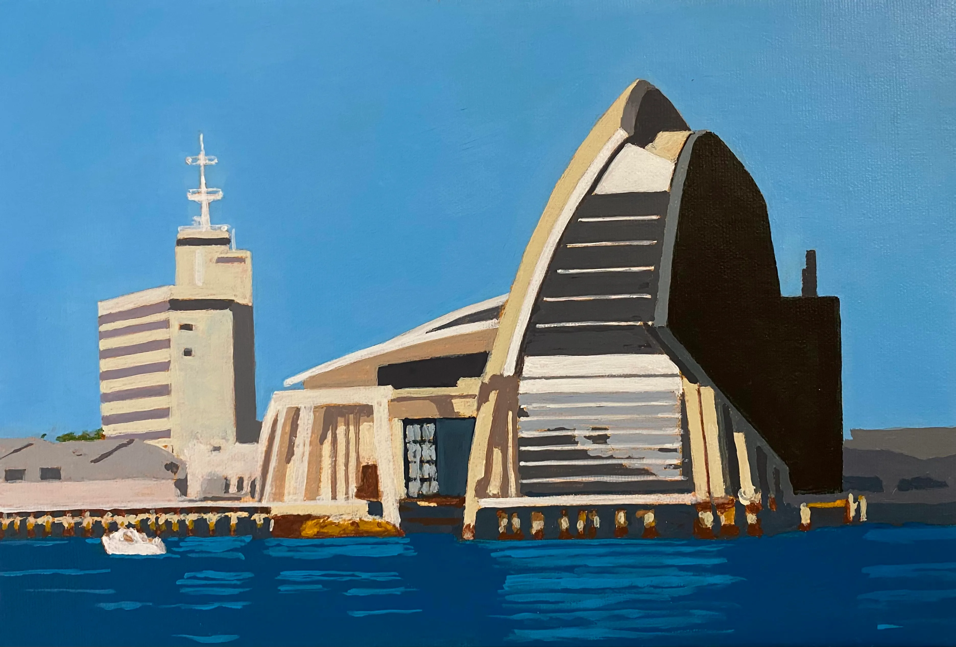 Fremantle Maritime Museum and Port Authority Building. acrylic on canvas. 20cm by 30cm.