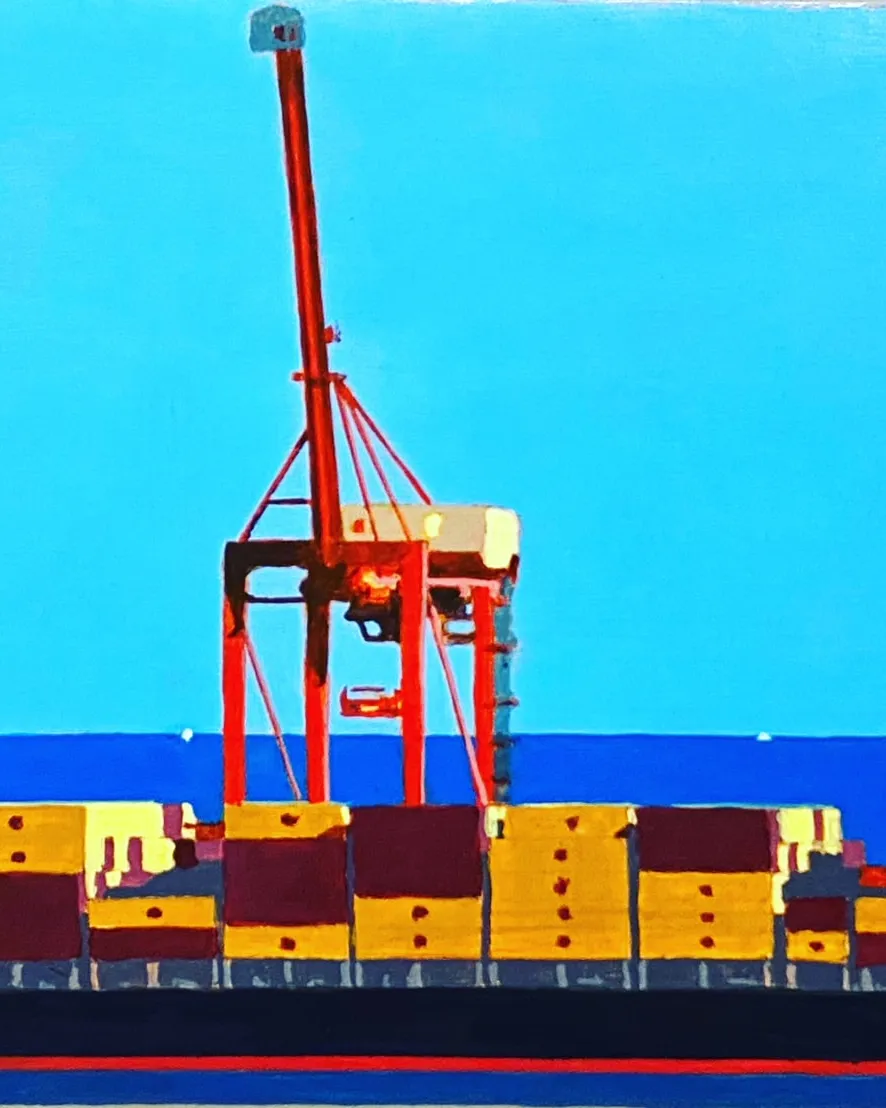 Fremantle Harbour, North Quay #24 acrylic on canvas, 20 by 30cm