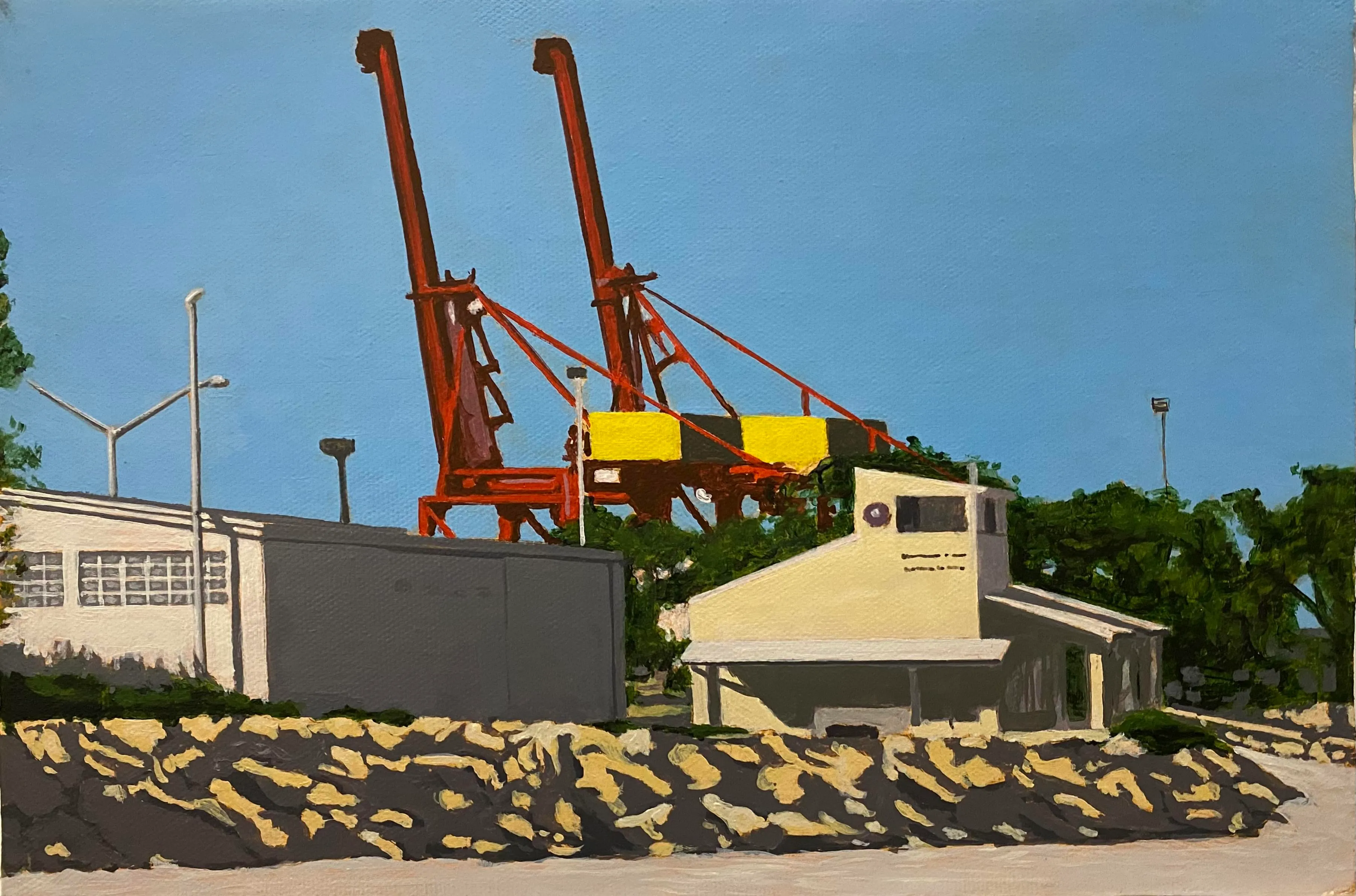 Port Beach, Fremantle. acrylic on canvas 20cm by 30cm